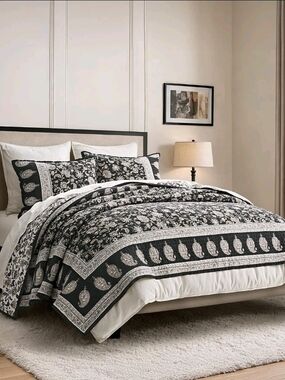 NIB Evergrace Full/Queen 96x96 Heritage Floral Print Cotton Quilt Set